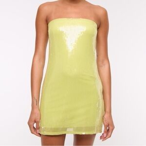Abercrombie Lime Green Sequin Strapless Dress